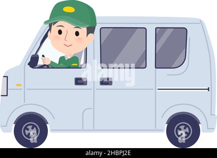A set of Transportman man in a delivery car .It's vector art so easy to edit. Stock Vector