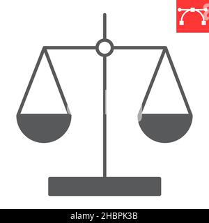 Fair trade glyph icon, balance and judge, libra vector icon, vector graphics, editable stroke solid sign, eps 10. Stock Vector