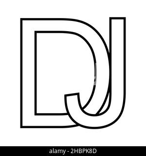 Logo sign dj jd icon, sign interlaced letters d j Stock Vector