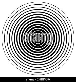 Concentric circle element. Black and white ring. Abstract sound waves stock illustration Stock Vector