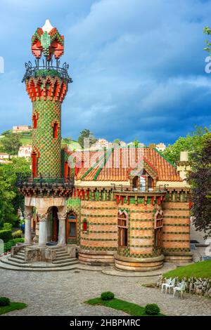 Tourist attraction El Capricho de Gaudi The Caprice Villa Quijano 1885, by architect Antonio Gaudi at Comillas in Cantabria, Northern Spain Stock Photo