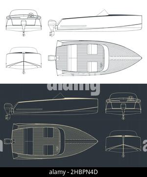 Stylized vector illustration of drawings of a speedboat Stock Vector Image  & Art - Alamy