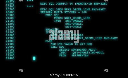 3d illustration - Hacker code running down a computer screen terminal ...