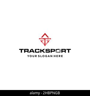 flat letter mark initial T TRACKSPORT logo design Stock Vector