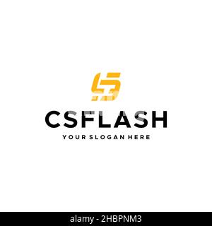 flat letter mark initial CS CSFLASH logo design Stock Vector