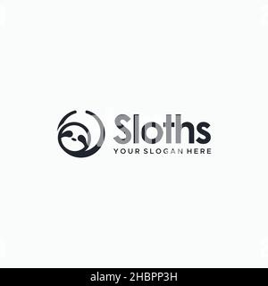 minimalist sloths silhouette animals Logo design Stock Vector