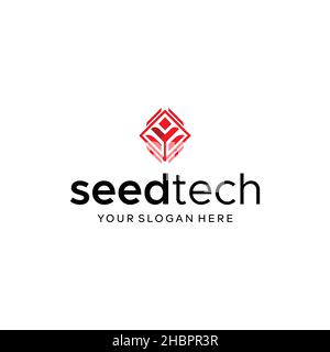 minimalist seedtech leaves plants logo design Stock Vector