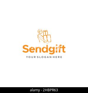 Flat letter mark SEND GFT logo design  Stock Vector