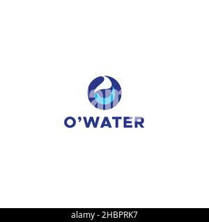 Minimalist flat design O Water fresh logo design Stock Vector