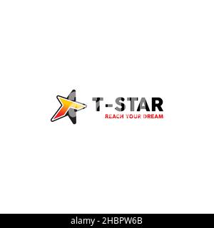 Minimalist T Star Reach Your Dream logo design Stock Vector