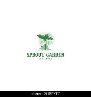 Minimalist design Sprout Garden green logo design Stock Vector
