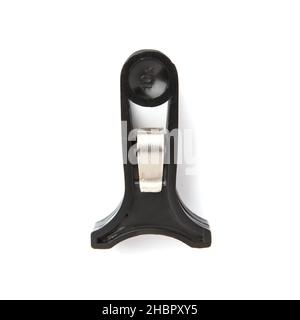 Black Paper clip isolated on white background. Stock Photo