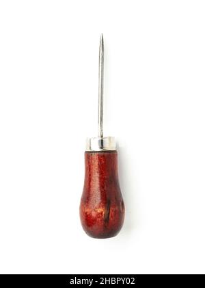 Scratch awl for leatherworking isolated on white background. Stock Photo