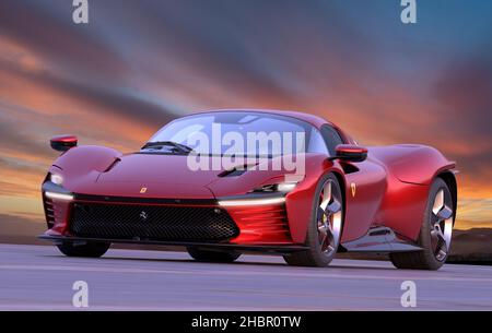 The Ferrari Daytona SP3 is based on one of the most spectacular feats in Ferrari sporting history, when it famously took the top three places at the 2 Stock Photo