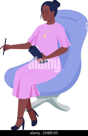 Smiling counselor sitting in armchair semi flat color vector character Stock Vector
