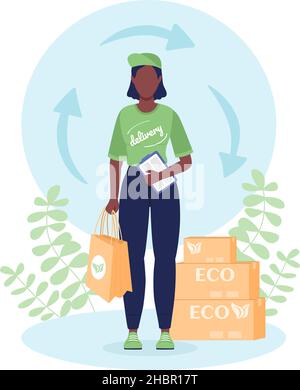 Eco delivery flat concept vector illustration Stock Vector
