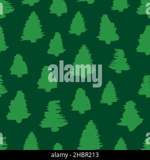 Green Pine Tree Seamless Pattern Background Stock Vector