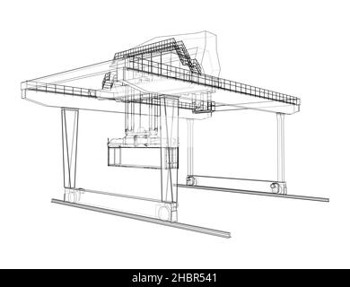 Rail-mounted gantry container crane outline Stock Photo