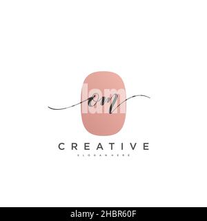 OM Initial handwriting minimalist geometric logo template vector art, Logo for business beauty, fashion, and other art Stock Vector