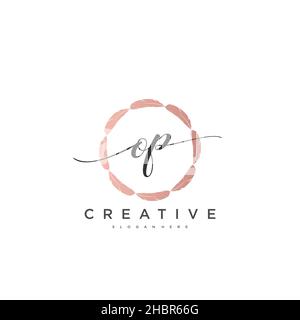 OP Initial handwriting minimalist geometric logo template vector art, Logo for business beauty, fashion, and other art Stock Vector