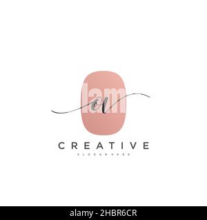 OV Initial handwriting minimalist geometric logo template vector art, Logo for business beauty, fashion, and other art Stock Vector
