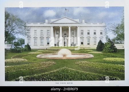 Machine colorized The White House from the ' Washington, a guide to the city ', provided for the delegates to the seventh session of the International Railway Congress, May 3-4, 1905 Stock Photo