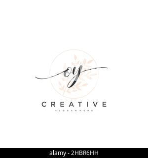 OY Initial handwriting minimalist geometric logo template vector art, Logo for business beauty, fashion, and other art Stock Vector