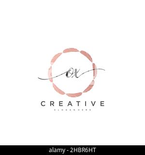 OX Initial handwriting minimalist geometric logo template vector art, Logo for business beauty, fashion, and other art Stock Vector