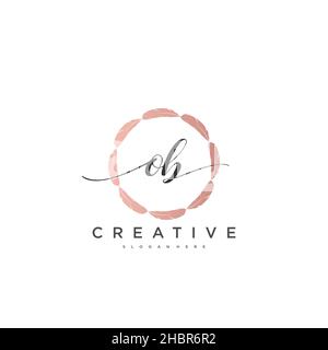 OB Initial handwriting minimalist geometric logo template vector art, Logo for business beauty, fashion, and other art Stock Vector