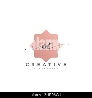 OC Initial handwriting minimalist geometric logo template vector art, Logo for business beauty, fashion, and other art Stock Vector