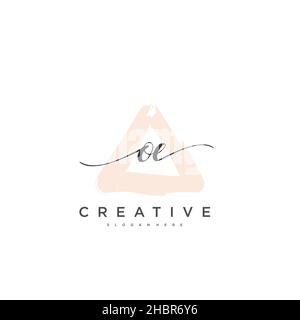 OE Initial handwriting minimalist geometric logo template vector art, Logo for business beauty, fashion, and other art Stock Vector