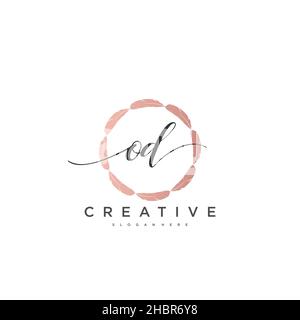 OD Initial handwriting minimalist geometric logo template vector art, Logo for business beauty, fashion, and other art Stock Vector