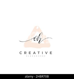 OH Initial handwriting minimalist geometric logo template vector art, Logo for business beauty, fashion, and other art Stock Vector