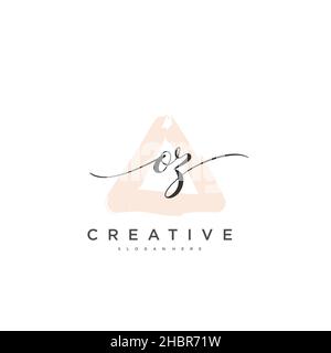 OZ Initial handwriting minimalist geometric logo template vector art, Logo for business beauty, fashion, and other art Stock Vector