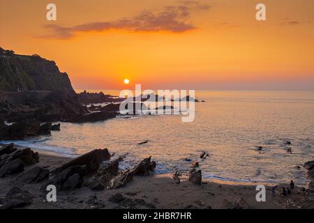 Sunset at Wildersmouth Beach Ilfracombe Devon England UK GB Europe Stock Photo