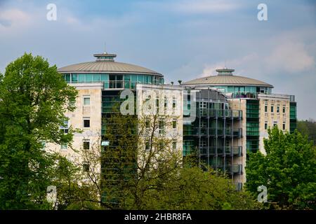 York prime location (high-rise homes, circular penthouse, roof terrace, landmark building) - Westgate Apartments exterior, North Yorkshire, England UK Stock Photo