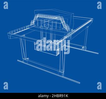 Rail-mounted gantry container crane outline Stock Photo