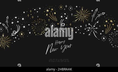 Fun hand drawn doodle fireworks, New Years design, great for textiles, wrapping, banner, wallpapers - vector design Stock Vector