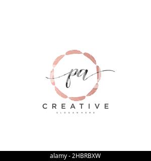 PA Initial handwriting minimalist geometric logo template vector art, Logo for business beauty, fashion, and other art Stock Vector