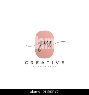 PA Initial handwriting minimalist geometric logo template vector art, Logo for business beauty, fashion, and other art Stock Vector