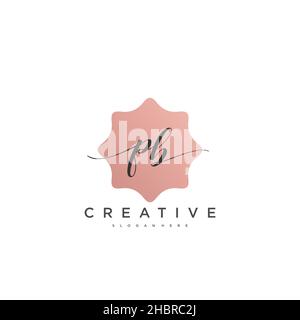 PB Initial handwriting minimalist geometric logo template vector art, Logo for business beauty, fashion, and other art Stock Vector