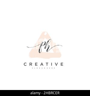 PH Initial handwriting minimalist geometric logo template vector art, Logo for business beauty, fashion, and other art Stock Vector