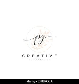 PG Initial handwriting minimalist geometric logo template vector art, Logo for business beauty, fashion, and other art Stock Vector