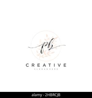 PB Initial handwriting minimalist geometric logo template vector art, Logo for business beauty, fashion, and other art Stock Vector