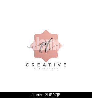 PL Initial handwriting minimalist geometric logo template vector art, Logo for business beauty, fashion, and other art Stock Vector