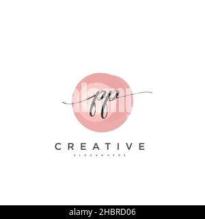 PP Initial handwriting minimalist geometric logo template vector art, Logo for business beauty, fashion, and other art Stock Vector
