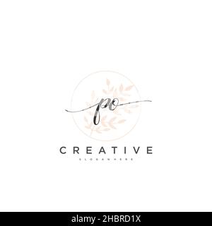 PO Initial handwriting minimalist geometric logo template vector art, Logo for business beauty, fashion, and other art Stock Vector