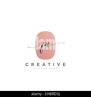 PO Initial handwriting minimalist geometric logo template vector art, Logo for business beauty, fashion, and other art Stock Vector