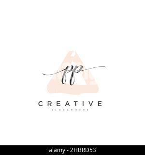 PP Initial handwriting minimalist geometric logo template vector art, Logo for business beauty, fashion, and other art Stock Vector