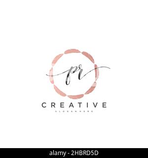 PR Initial handwriting minimalist geometric logo template vector art, Logo for business beauty, fashion, and other art Stock Vector